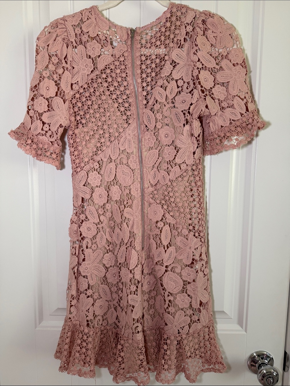 Pink Lace Ruffle-Hem Mini Dress - Picture 10 of 10